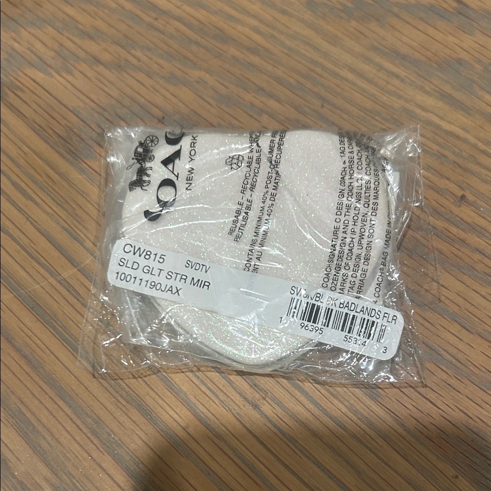 Coach Silver Glitter Compact Mirror with Logo